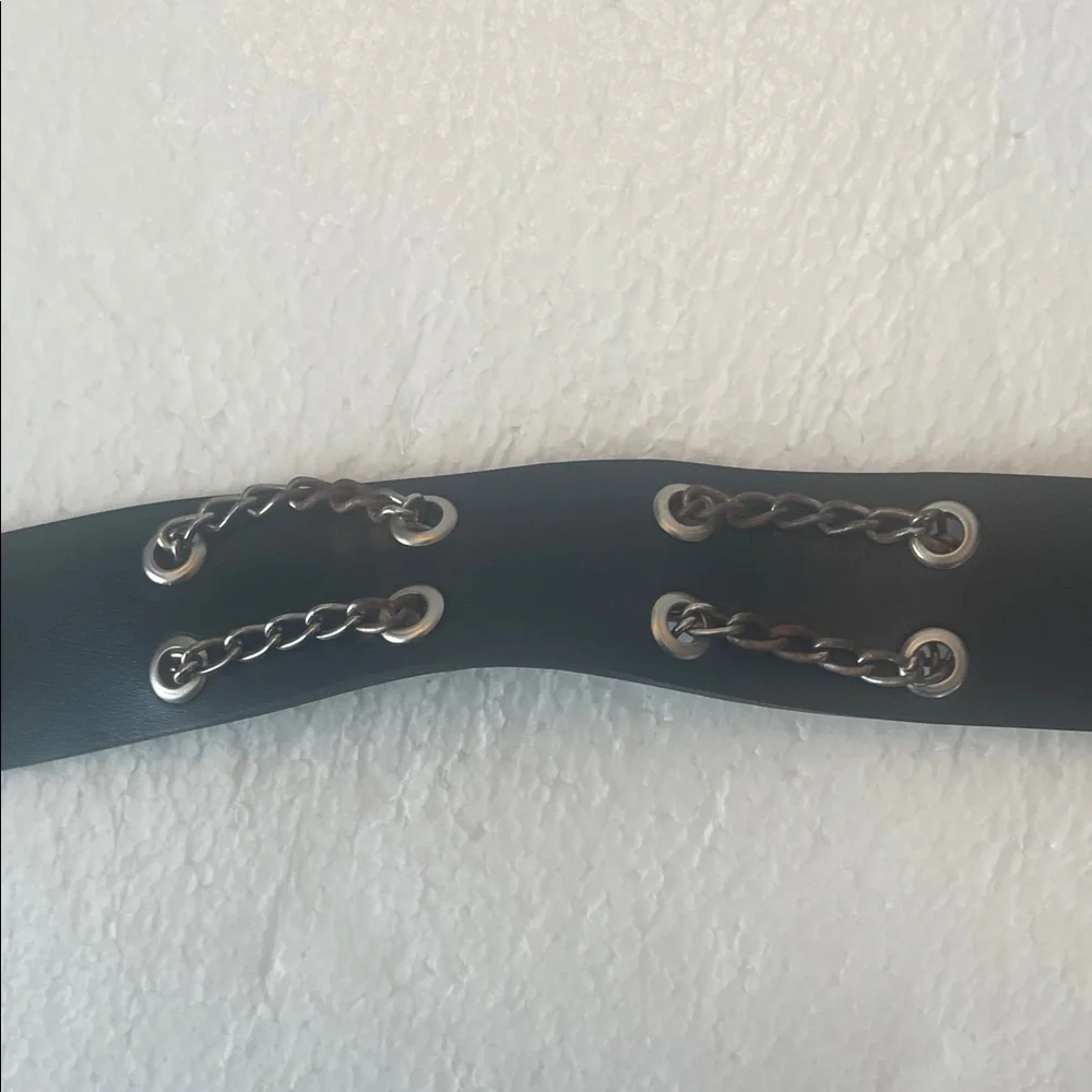 Vintage Y2K adjustable Black Belt with studded Chain Detail girls
